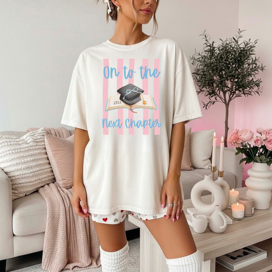 On to the Next Chapter Graduation Shirt | Preppy Graduation Comfort Colors Tee | Senior Graduation Gift Shirt for Her