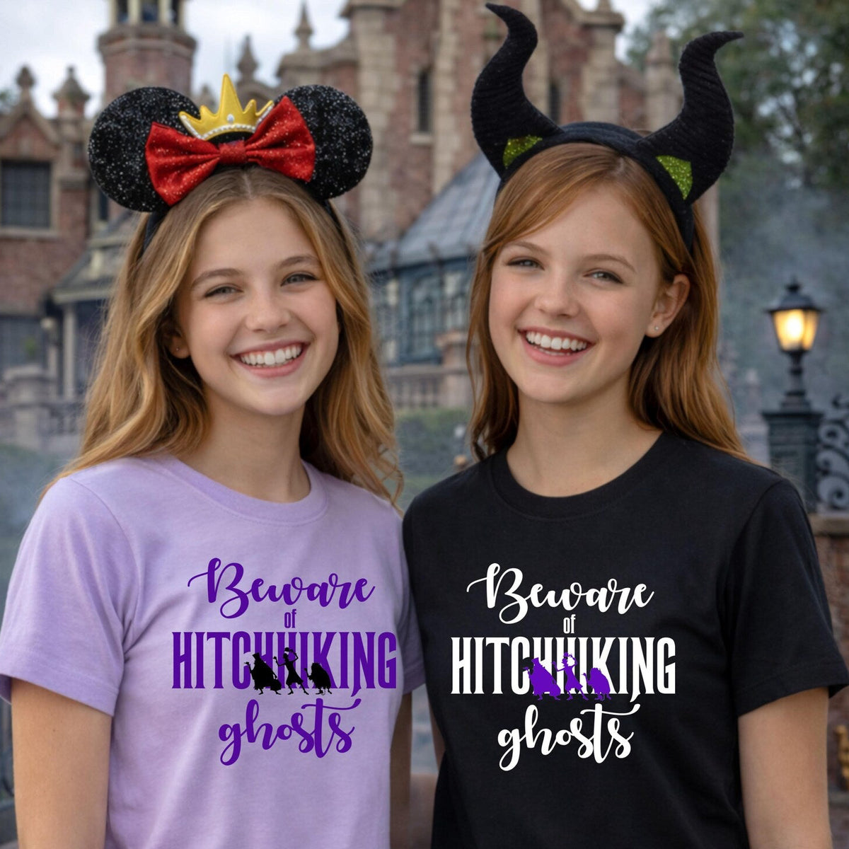 BEWARE OF HITCHHIKING GHOSTS SHIRT | Bella Canvas Halloween Graphic Tee