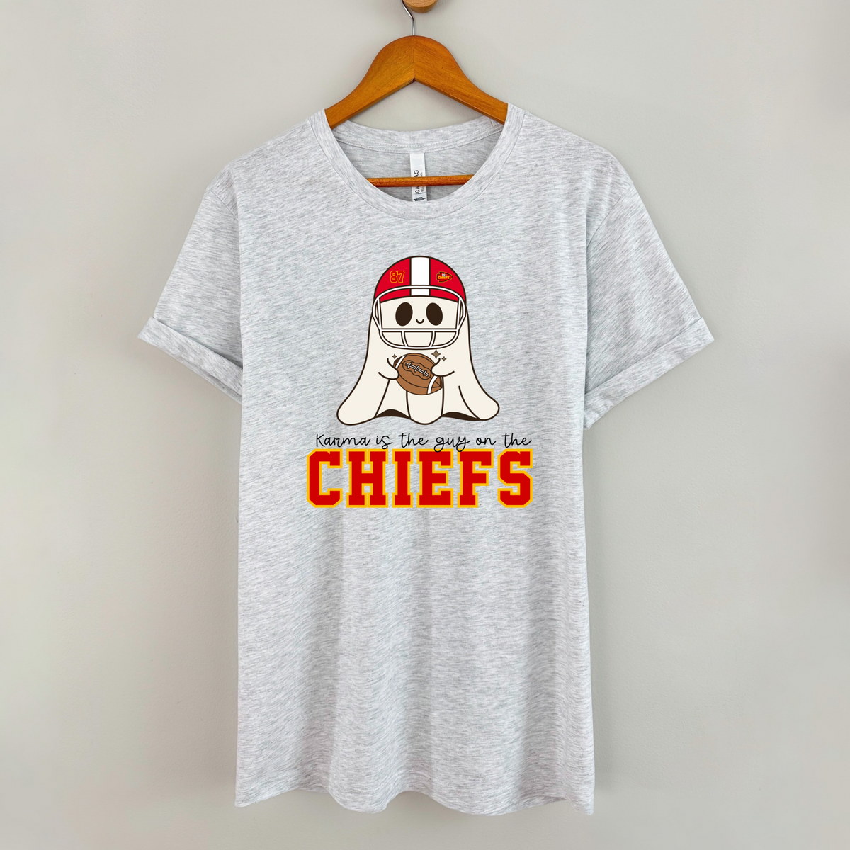 KARMA FOOTBALL PLAYER GHOST SHIRT | Bella Canvas Halloween Graphic Tee