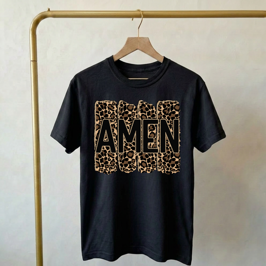 Leopard Amen Shirt | Christian Shirt for Women - Sunday Grace