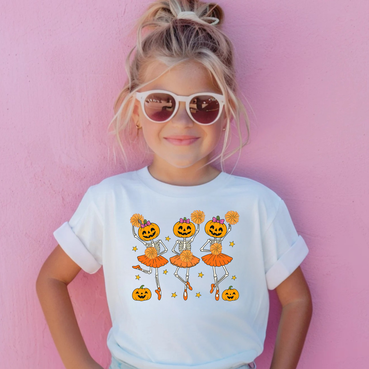 Spooky Cheerleader Halloween Shirt for Girls | Cute Retro Cheer Shirt | Fall Spirit Squad Tee