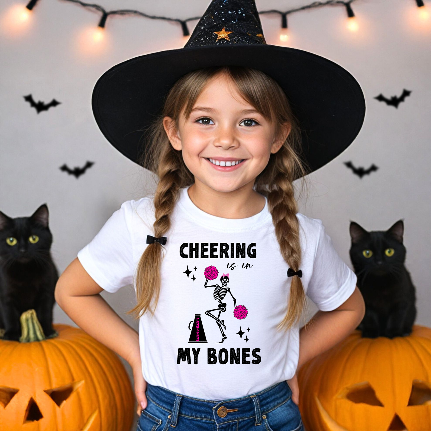 Spooky Cheerleader Halloween Shirt for Girls | Cute Retro Cheer Shirt | Fall Spirit Squad Tee