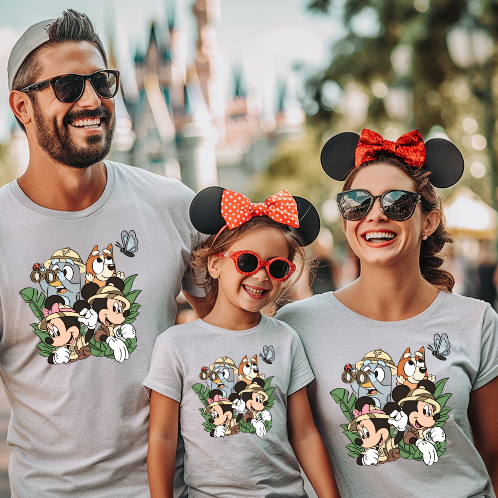 BLUE HEELER & MOUSE SAFARI SHIRTS FOR FAMILY - BELLA CANVAS