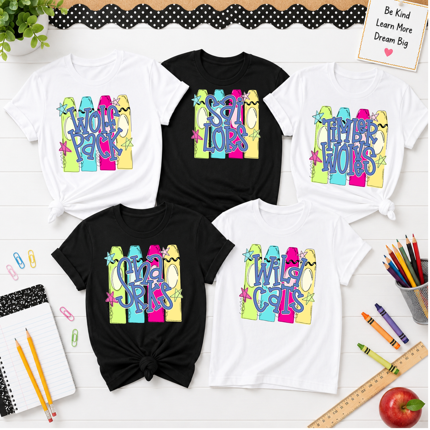 CUSTOM CRAYONS MASCOT SHIRT - TEACHER TUESDAY SALE