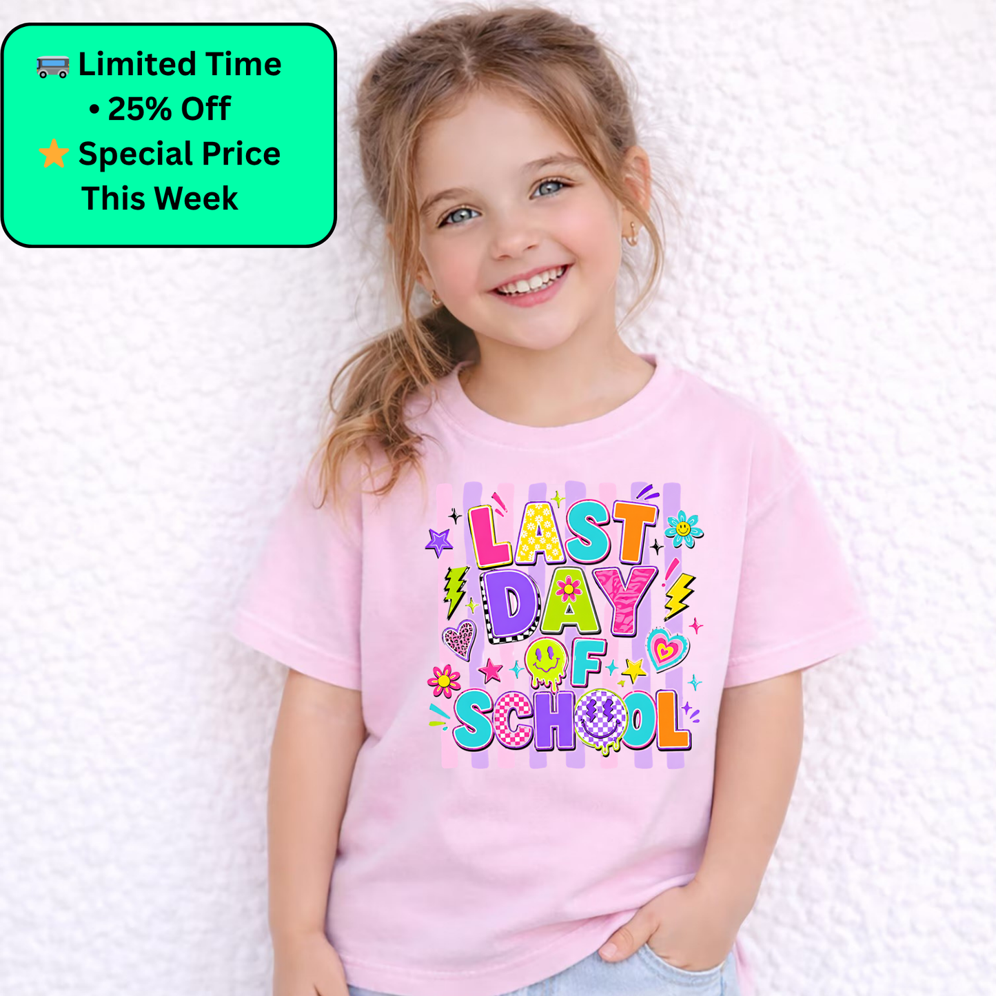 Last Day of School Shirt for Girls | Cute Kids End of School Tee | Summer Break Shirt | Girls Graphic T-Shirt | Last Day Outfit