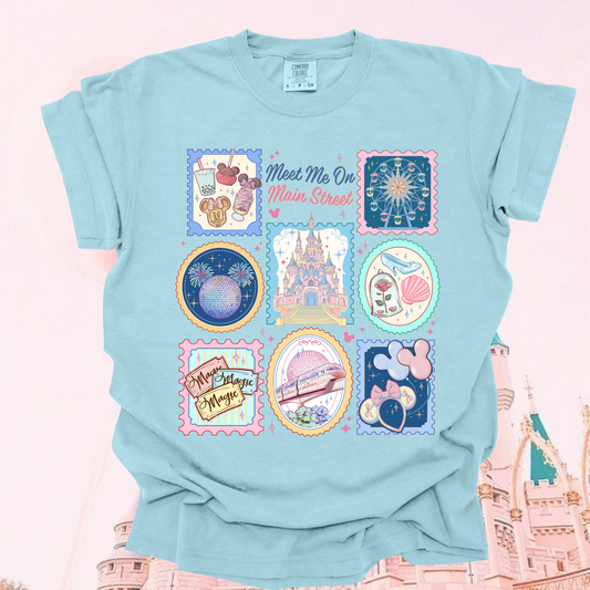Meet Me On Main Street Stamps Shirt | Cozy Park Day Shirt