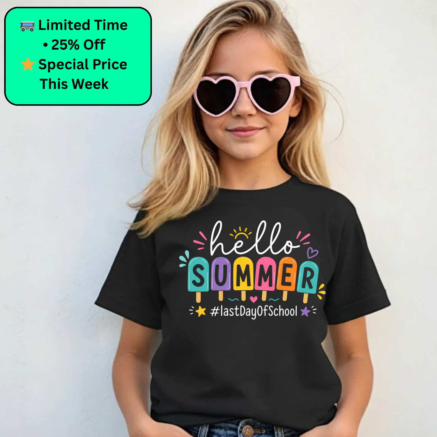 Hello Summer Shirt for Girls | Cute Kids End of School Tee | Summer Break Shirt | Girls Graphic T-Shirt | Last Day Outfit