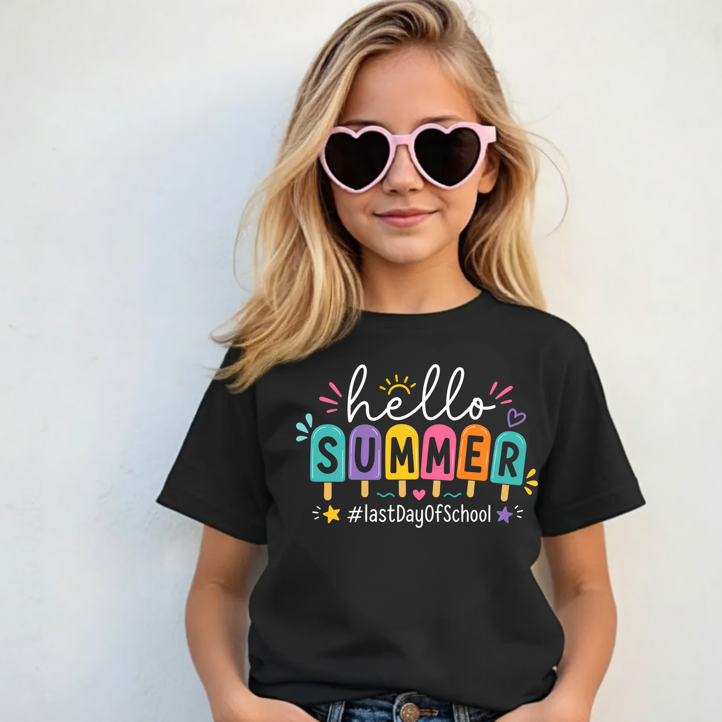 Hello Summer Shirt for Girls | Cute Kids End of School Tee | Summer Break Shirt | Girls Graphic T-Shirt | Last Day Outfit
