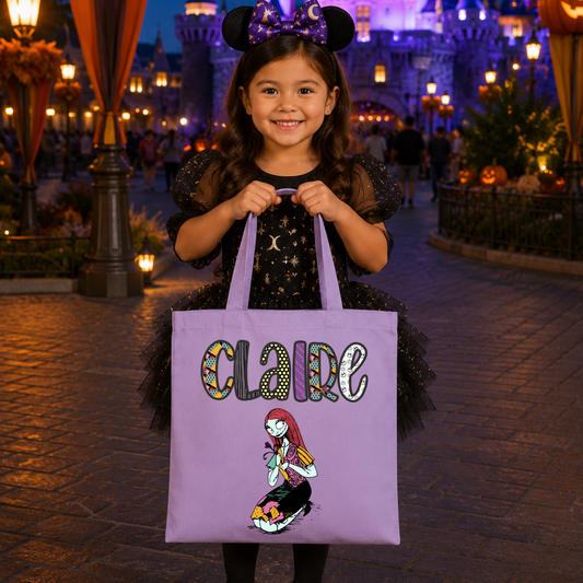 Custom Halloween Sally Tote Bag with Name | Personalized Trick or Treat Kids Tote