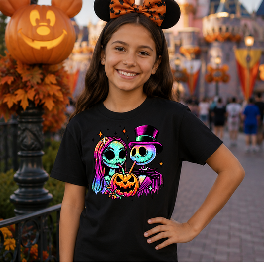 NBC JACK & SALLY PUMPKIN SPICE HALLOWEEN Magical Theme Park Halloween Kids Shirt | Toddler & Youth Sizes