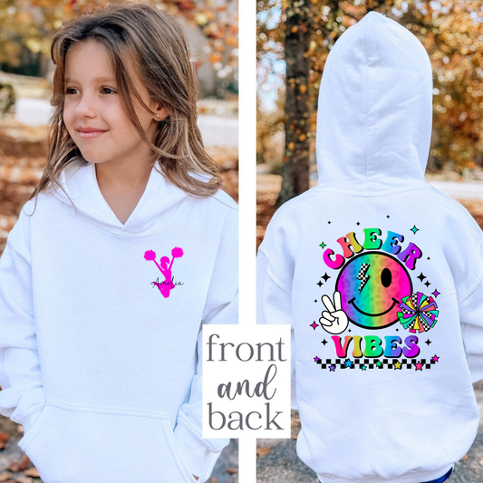 Custom “Cheer Vibes” Youth Cheerleader Hoodie — Personalized Name