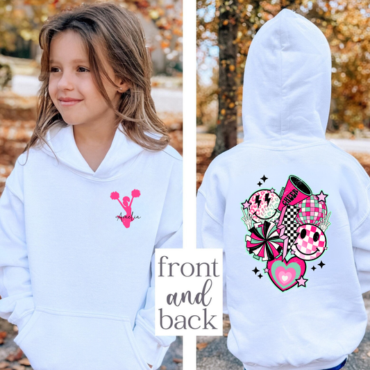 Custom “Cheer Vibes” Youth Cheerleader Hoodie — Personalized Name