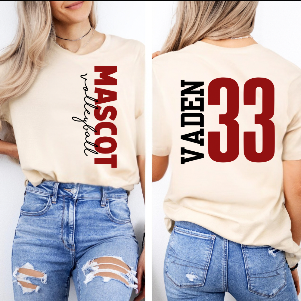 Custom Volleyball Mascot Shirt with Name & Number - Comfort Colors Shirt