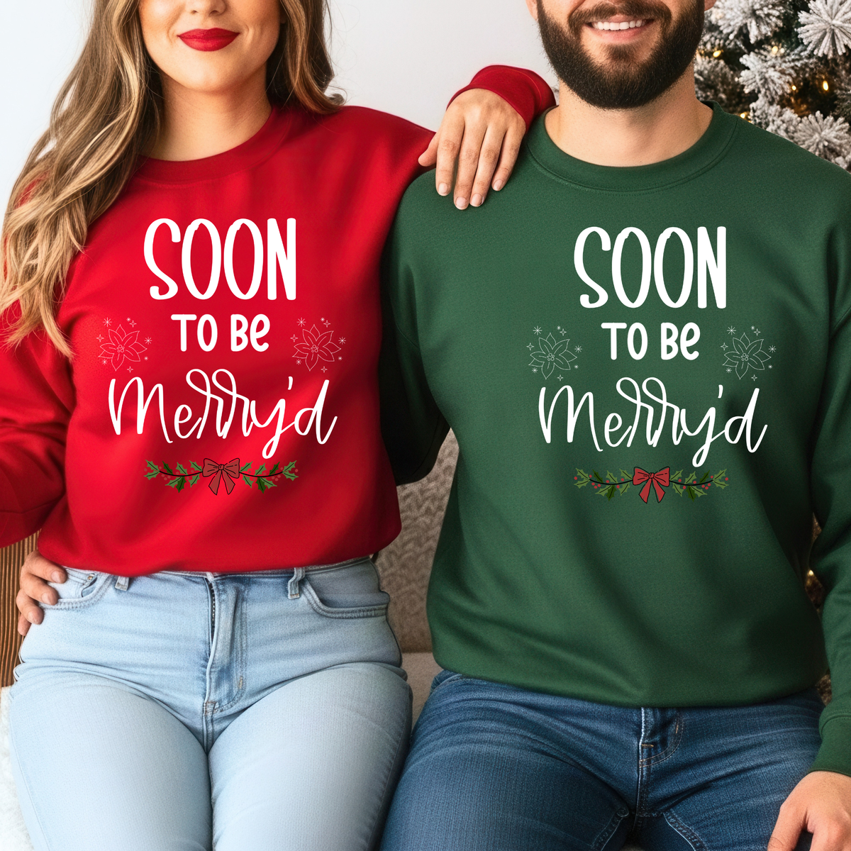 Soon to Be Merry'd Christmas Sweatshirt | Matching Engaged Couple Christmas Sweatshirts | Christmas Bride & Groom Gift