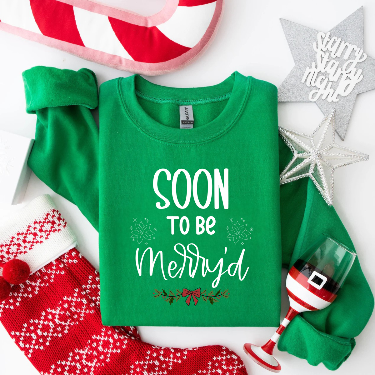 Soon to Be Merry'd Christmas Sweatshirt | Matching Engaged Couple Christmas Sweatshirts | Christmas Bride & Groom Gift