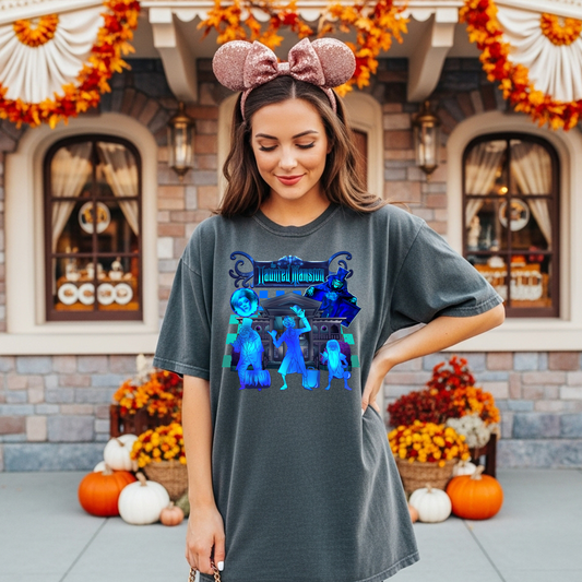 NEON HAUNTED MANSION Halloween Shirt | Magical Theme Park Shirt & Tank | Adult Comfort Colors Tee