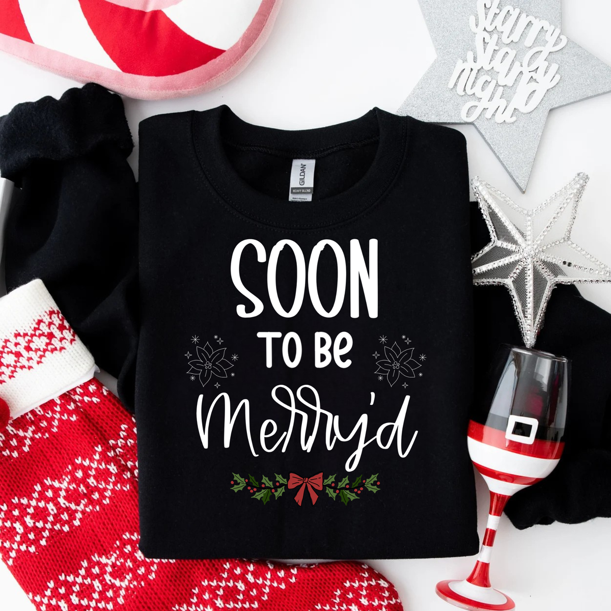 Soon to Be Merry'd Christmas Sweatshirt | Matching Engaged Couple Christmas Sweatshirts | Christmas Bride & Groom Gift
