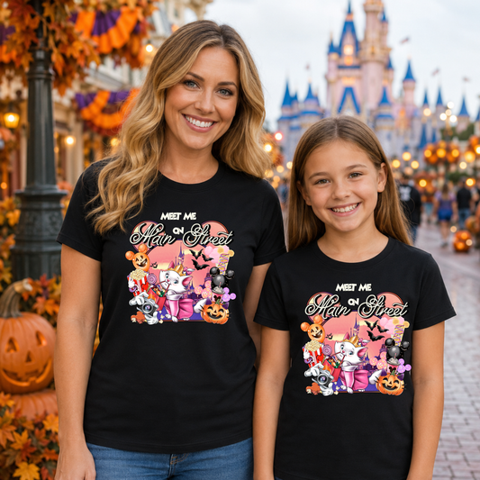 MEET ME ON MAIN STREET MARIE CAT | Family Matching Halloween Tee | Bella+Canvas T-Shirt | Toddler, Youth & Adult Sizes