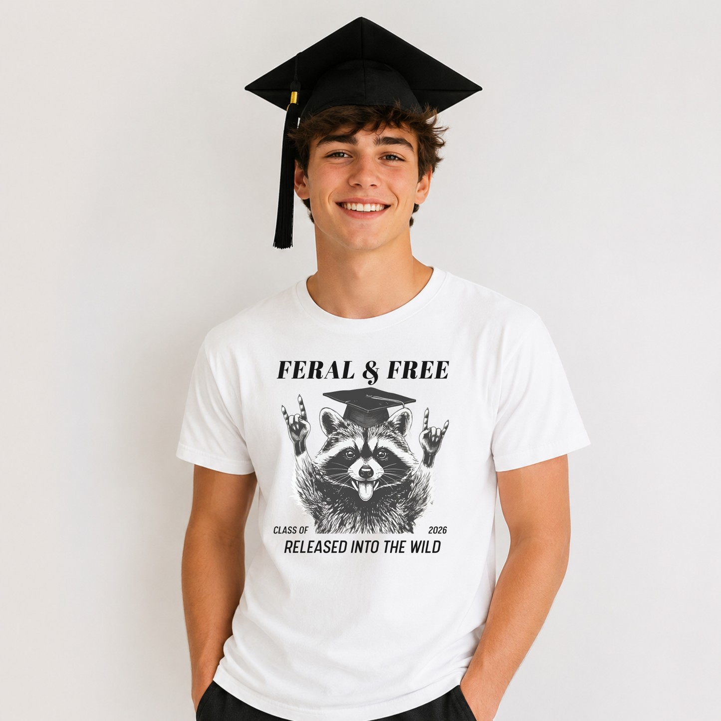 Feral and Free Class of 2026 Shirt | Funny Graduation Raccoon Comfort Colors Tee | Senior 2026 Shirt | Graduation Gift