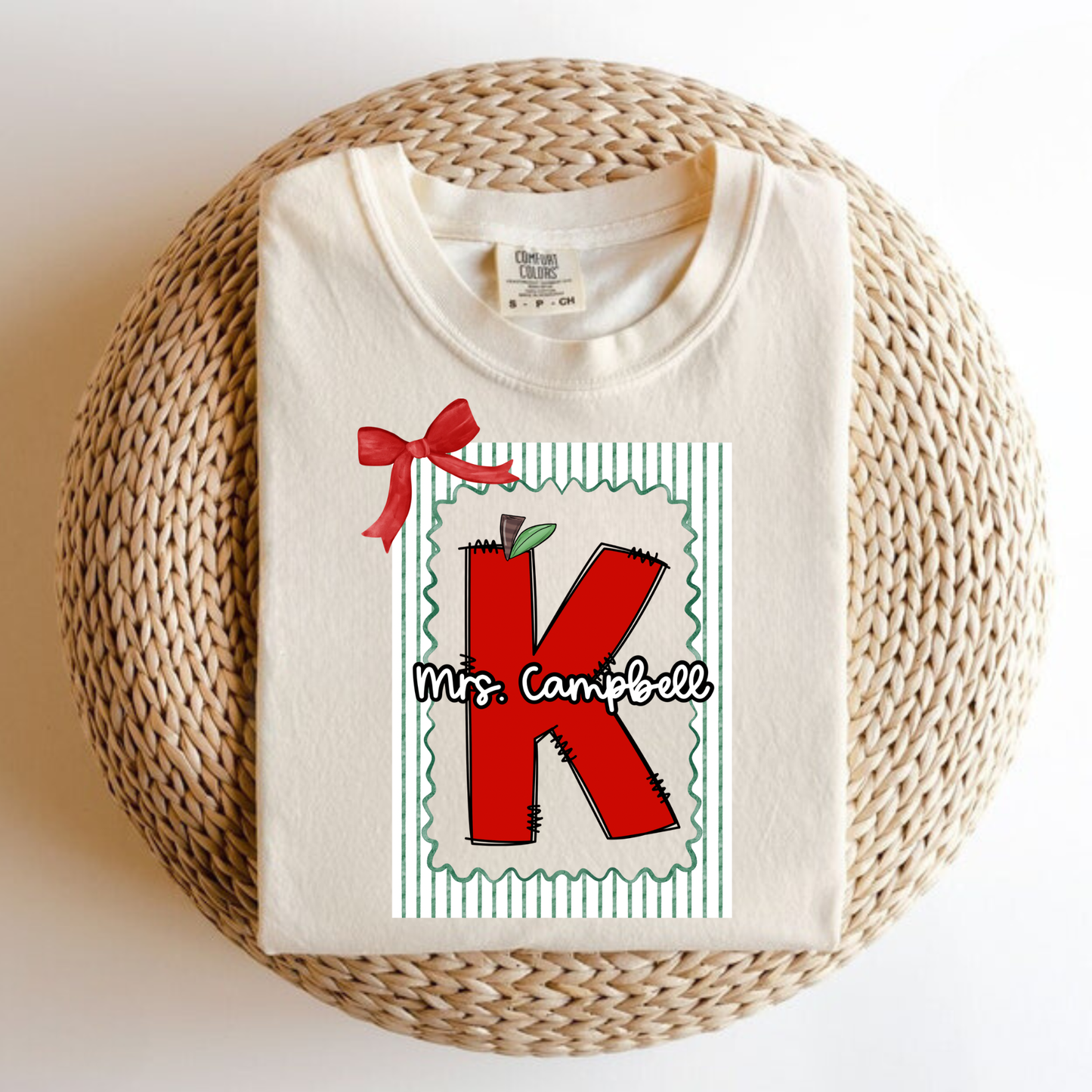 Personalized Preppy Apple Teacher Shirt | Custom Name Comfort Colors Tee
