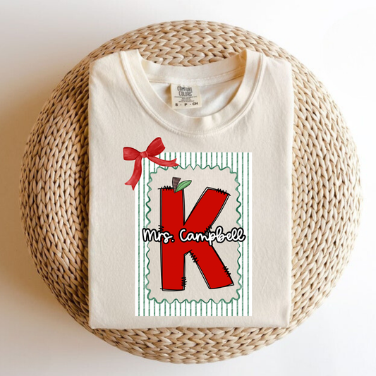 Personalized Preppy Apple Teacher Shirt | Custom Name Comfort Colors Tee