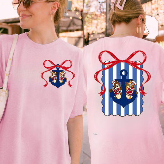 CHIPMUNKS WITH ANCHOR & BOW CRUISE SHIRT - Comfort Colors - YOUTH & ADULT