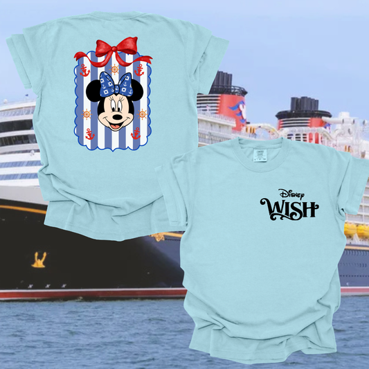 MINNIE BOW CRUISE SHIRT WITH CUSTOM CRUISE SHIP NAME - Comfort Colors - YOUTH & ADULT