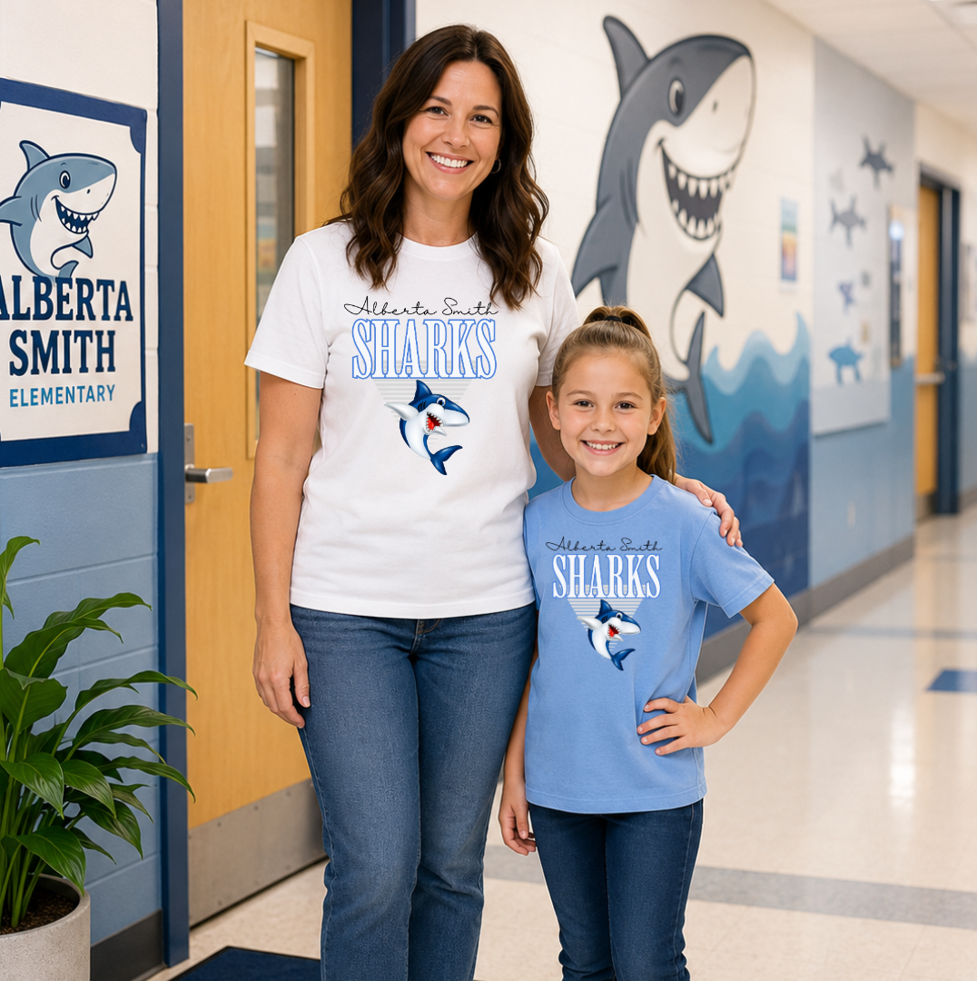 Alberta Smith Elementary Sharks Retro Spirit Wear