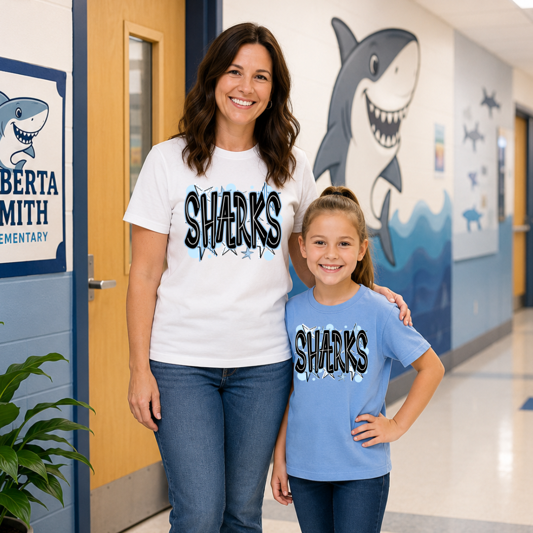 Alberta Smith Elementary Sharks Graffiti Spirit Wear
