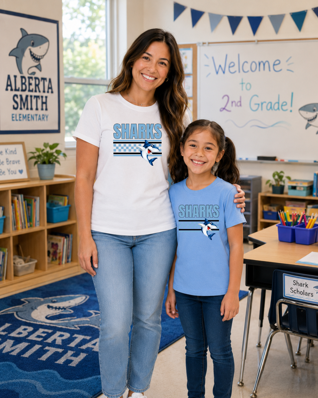 Alberta Smith Elementary Sharks Checkered Spirit Wear