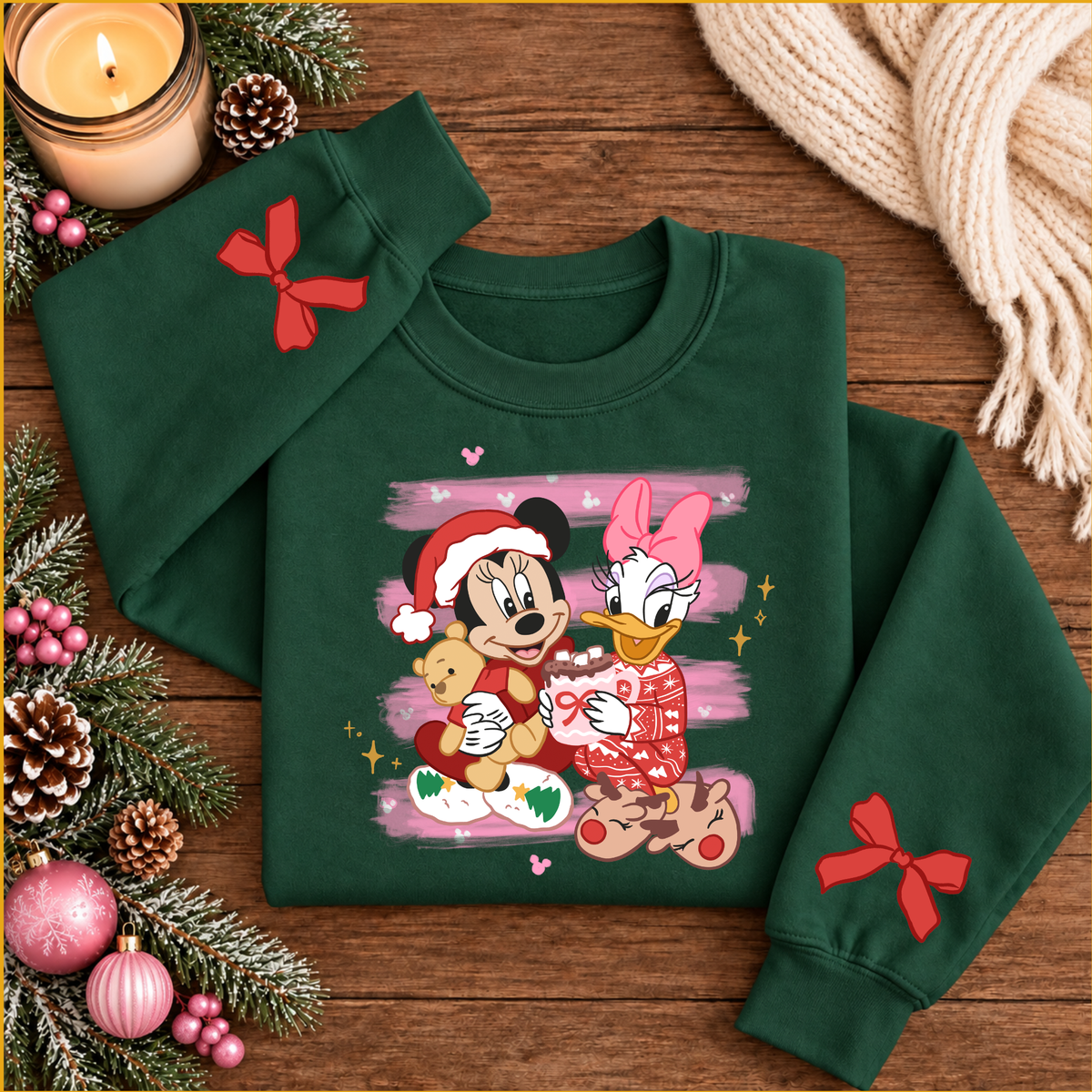 Christmas Daisy & Minnie in Pajamas Christmas Sweatshirt