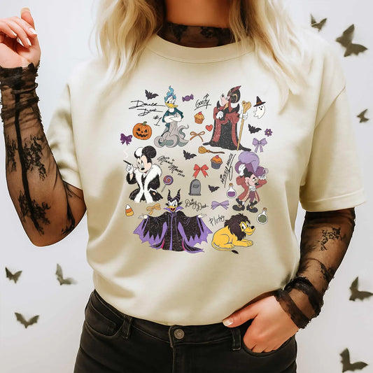 Fab 5 Villains | Magical Theme Park Halloween Party Shirt | Spooky Season Vacation Shirt for Women