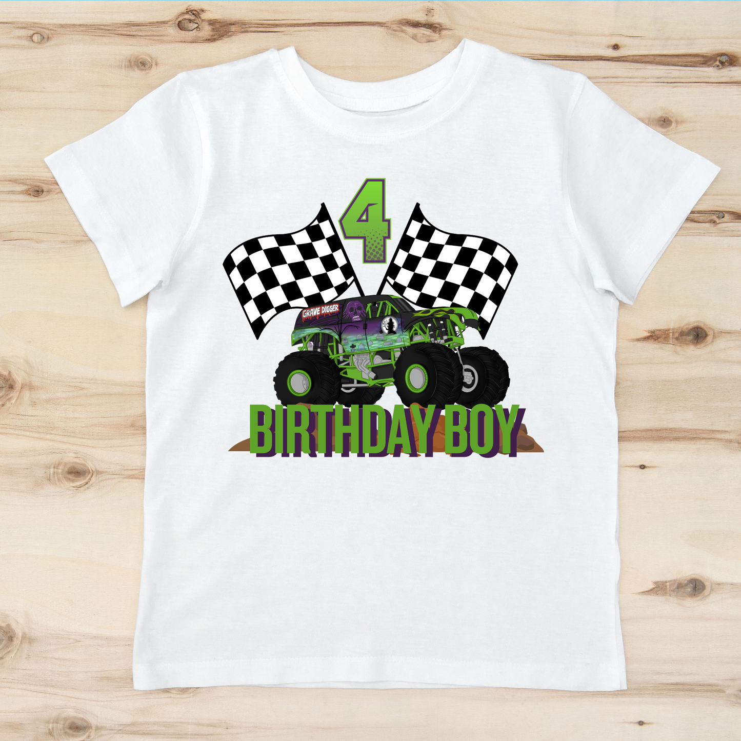 MONSTER TRUCK BIRTHDAY SHIRT WITH CUSTOM AGE