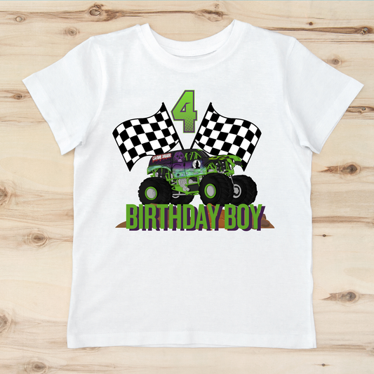 MONSTER TRUCK BIRTHDAY SHIRT WITH CUSTOM AGE