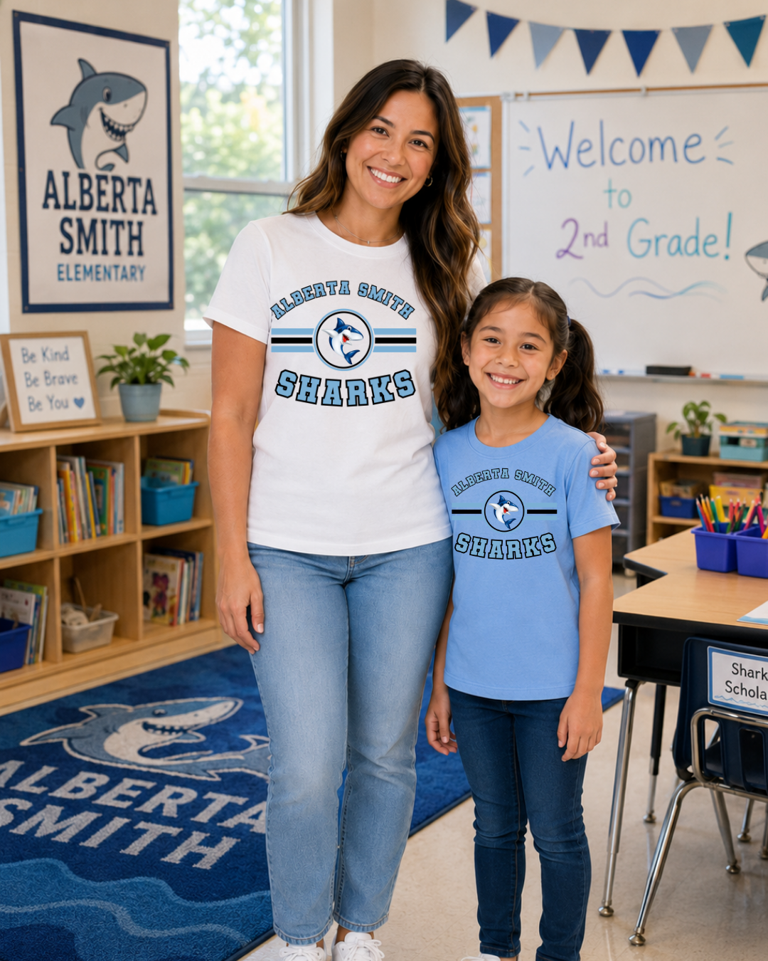 Alberta Smith Elementary Sharks Varsity Crest Spirit Wear