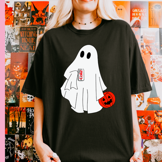 Funny Diet Soda Ghost Halloween Shirt | Comfort Colors Adult Spooky Season Tee