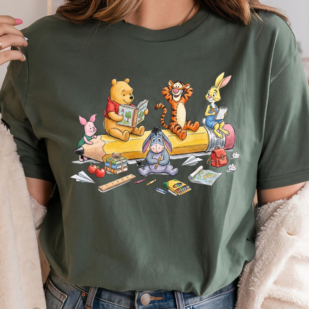 Pooh Pencil Teacher Shirt – School Teacher Comfort Colors Tee