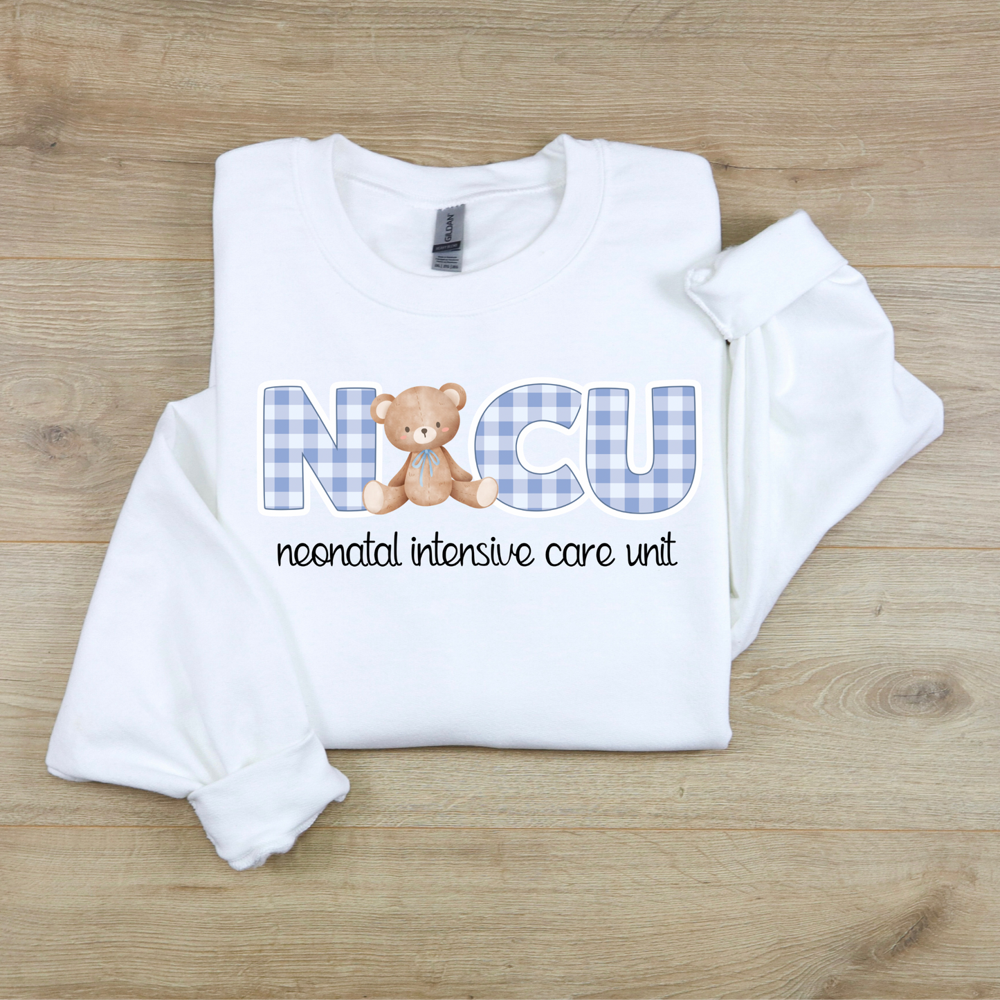 NICU Blue Bear Nurse Sweatshirt | Gildan 18000 Crewneck | Neonatal Intensive Care Nurse Gift | Cozy Medical Sweatshirt | Nurse Appreciation Gift