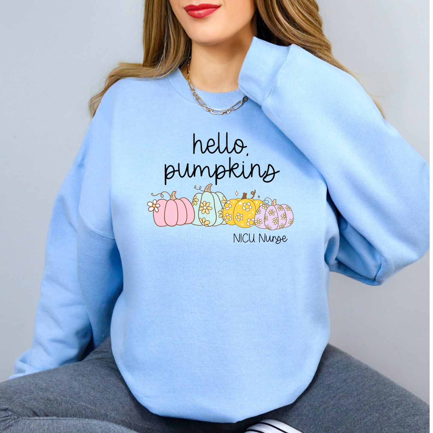 Pastel Pumpkin Halloween NICU Nurse Sweatshirt