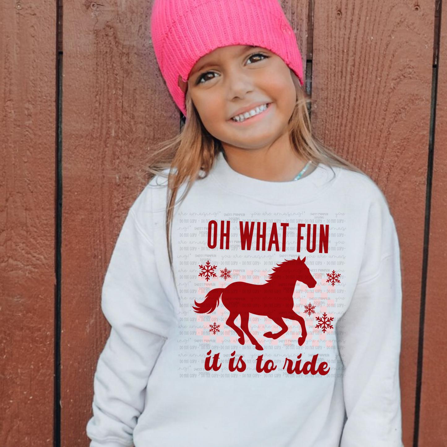 Girls Christmas Horse Girl Crewneck Sweatshirt