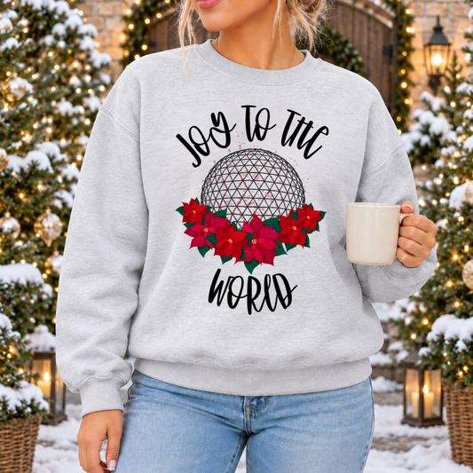 JOY TO THE WORLD Christmas Sweatshirt | Magical Park Christmas Crewneck Sweatshirt