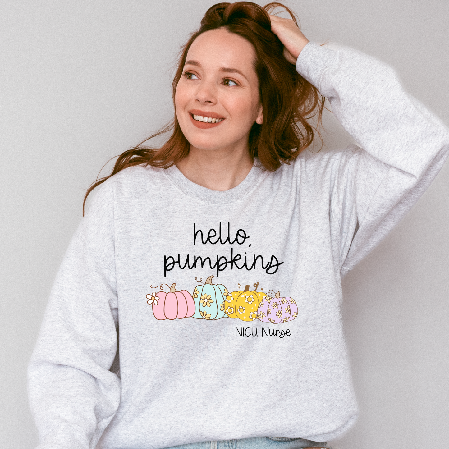 Pastel Pumpkin Halloween NICU Nurse Sweatshirt