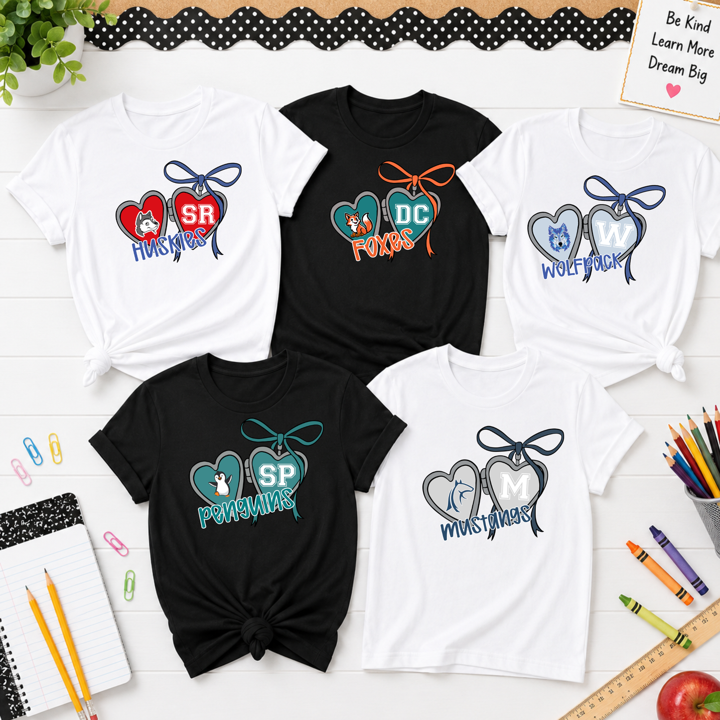 CUSTOM HEART LOCKET MASCOT SHIRT - TEACHER TUESDAY SALE