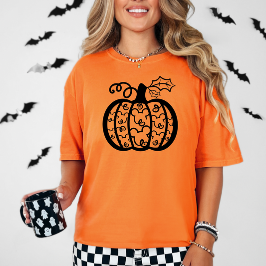 Halloween Mouse Pumpkin Shirt for Women | Bella+Canvas Soft Tee | Cute Spooky Season Graphic T-Shirt