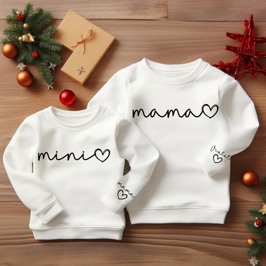 Mama + Mini Matching Sweatshirts | Personalized Mommy & Me Crewnecks with Sleeve Names