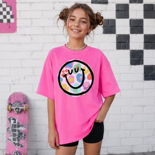 Leopard Print Y2K Graphic Tee for Tween Girls – Oversized Comfort Colors Shirt