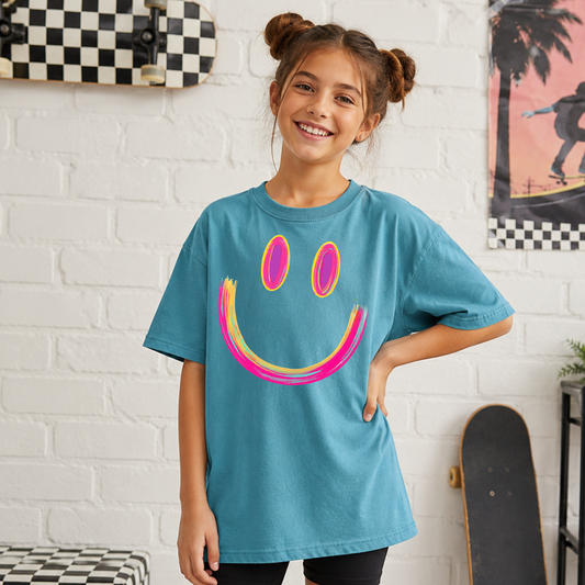 Neon Cyber-Glow T-shirt | Y2K Aesthetic Oversized Graphic Tee | Premium Comfort Colors Youth & Tween Top