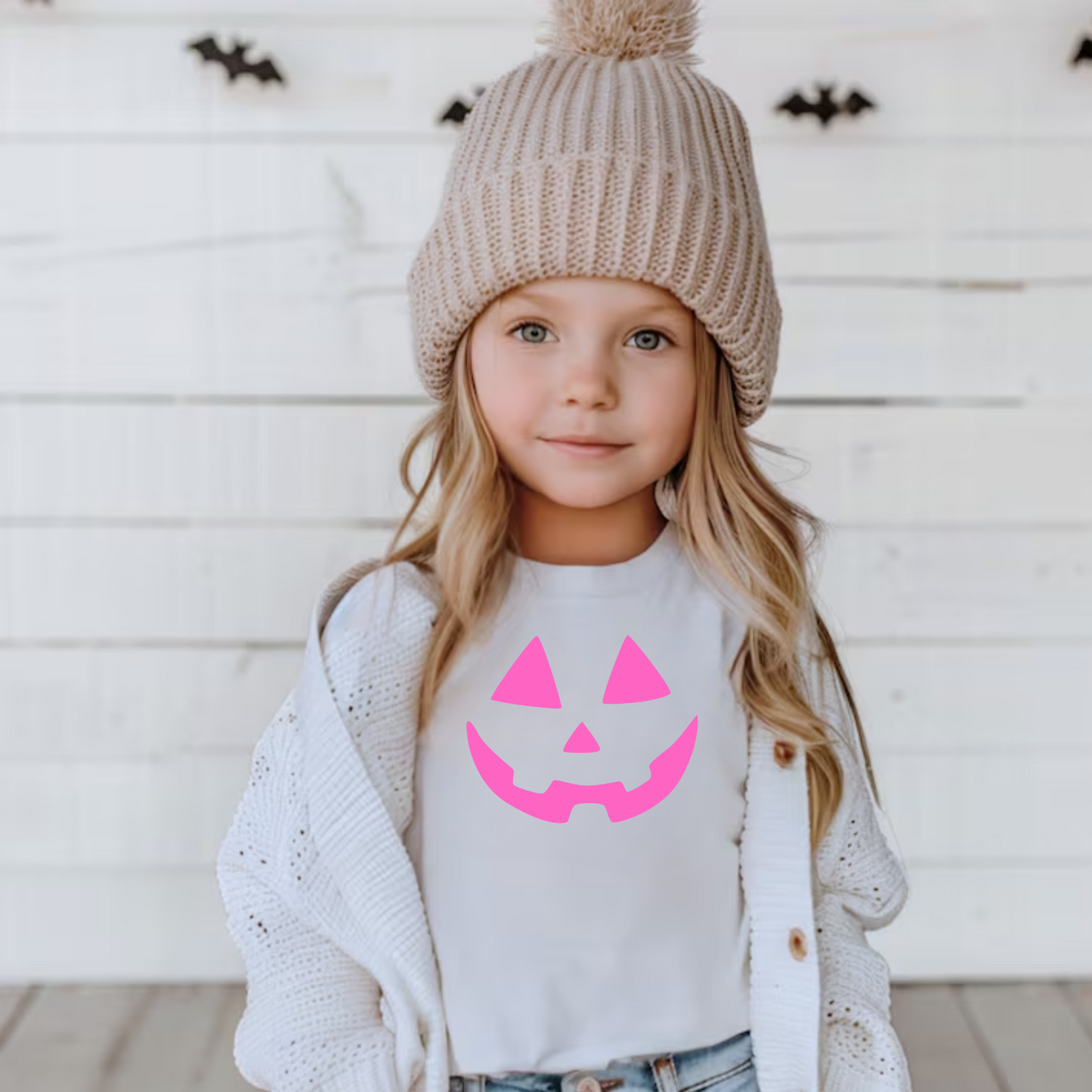 Pink Jack-o’-lantern Halloween Shirt for Kids - Comfort Colors