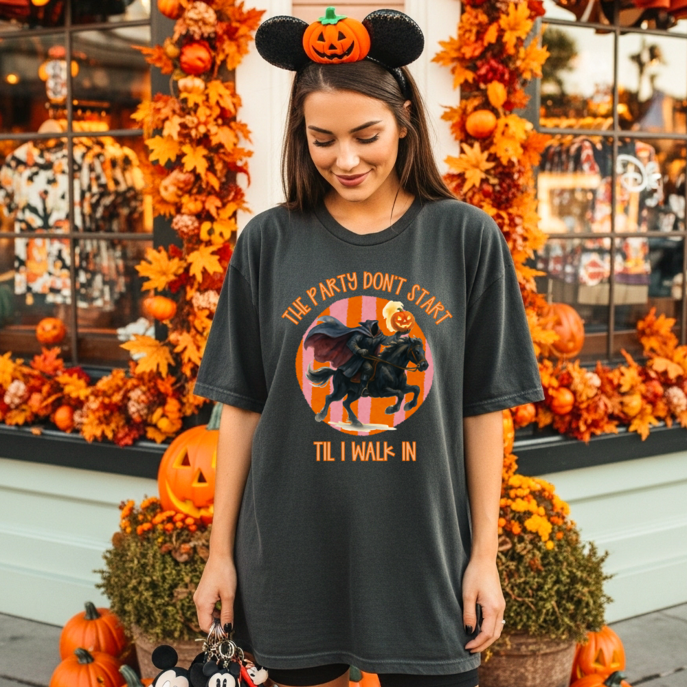 HEADLESS HORSEMAN THE PARTY DON’T START Halloween Shirt | Magical Theme Park Shirt & Tank | Adult Comfort Colors Tee