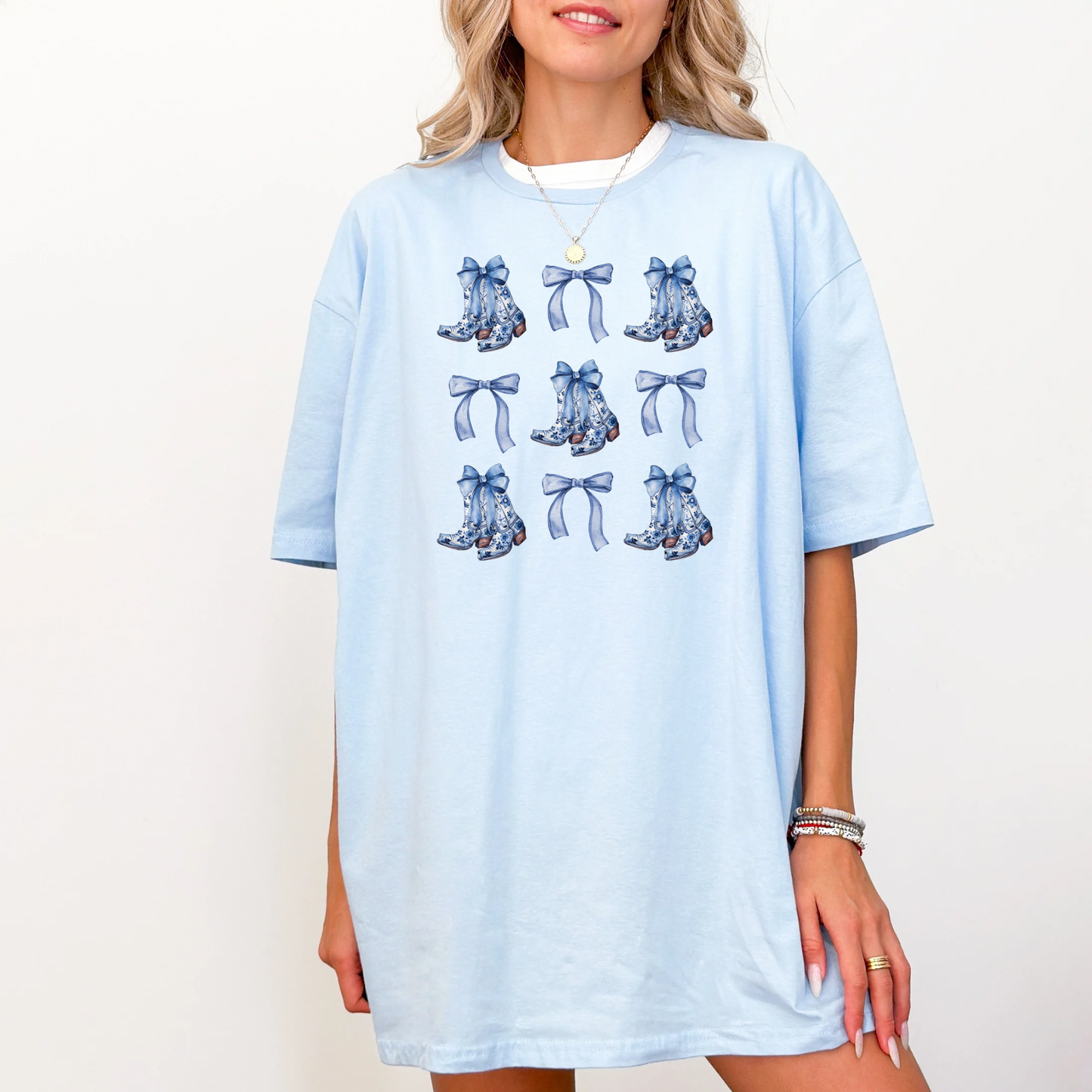 Chinoiserie Cowgirl Boots and Bow Shirt